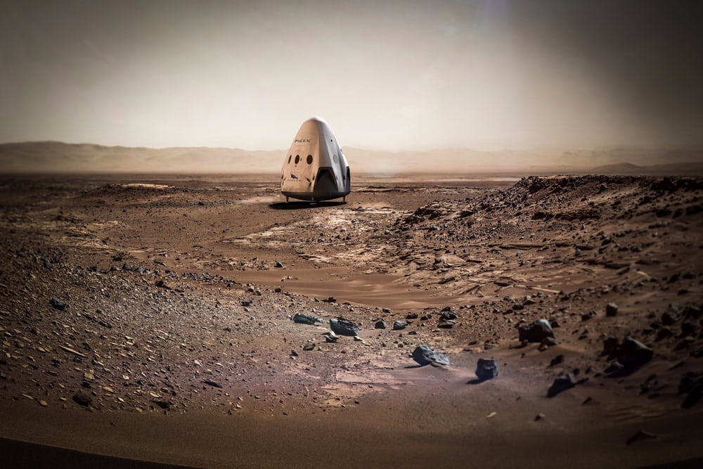 Concept art des capsules spatiales martiennes - Space X