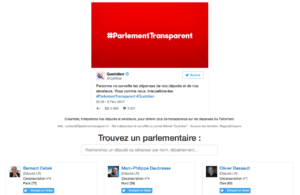La page d'accueil du site internet www.parlementtransparent.fr.