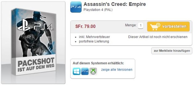 Assassin's Creed Empire Précommande